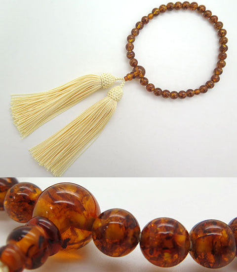 Women's Pressed Amber Prayer Beads, 8mm Bead, Limited Edition