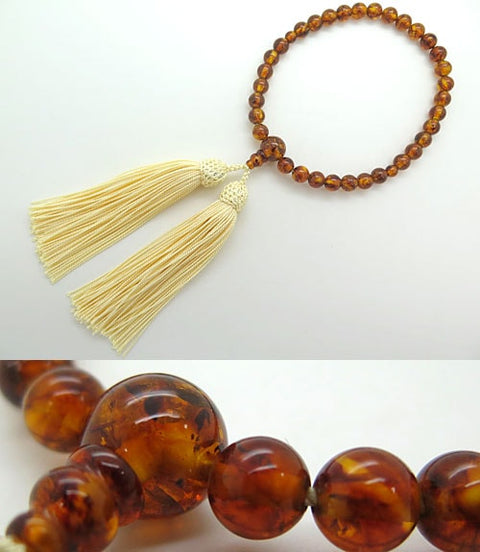 Women's Pressed Amber Prayer Beads, 8mm Bead, Limited Edition