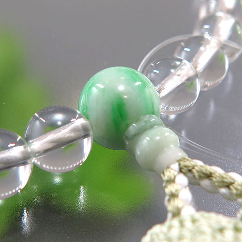 Women's Crystal Prayer Beads, 8mm Bead, Burmese Jade Accent