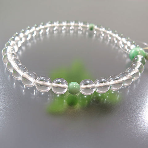 Women's Crystal Prayer Beads, 8mm Bead, Burmese Jade Accent