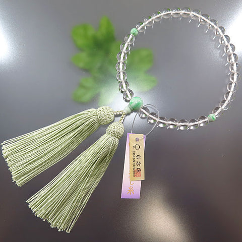 Women's Crystal Prayer Beads, 8mm Bead, Burmese Jade Accent