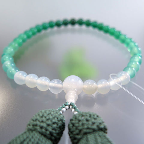 Women's Green Agate Prayer Beads, 7mm Bead, Gradation