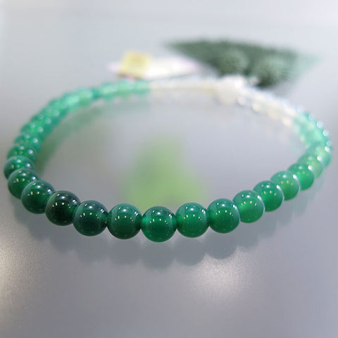Women's Green Agate Prayer Beads, 7mm Bead, Gradation