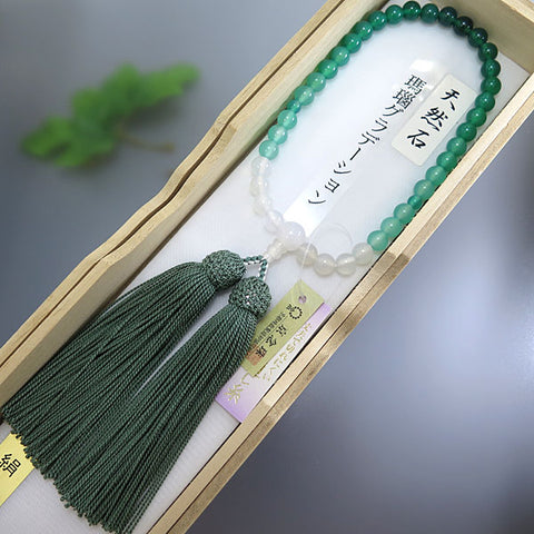 Women's Green Agate Prayer Beads, 7mm Bead, Gradation