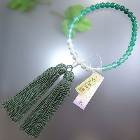 Women's Green Agate Prayer Beads, 7mm Bead, Gradation