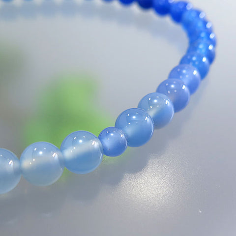 Women's Prayer Beads, Blue Agate, 7mm Bead, Gradation, Uniform Finish