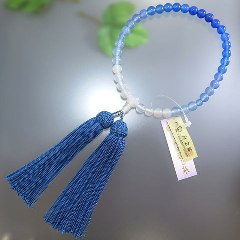Women's Prayer Beads, Blue Agate, 7mm Bead, Gradation, Uniform Finish