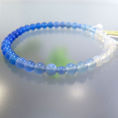 Women's Prayer Beads, Blue Agate, 7mm Bead, Gradation, Uniform Finish
