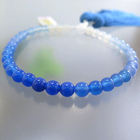 Women's Prayer Beads, Blue Agate, 7mm Bead, Gradation, Uniform Finish