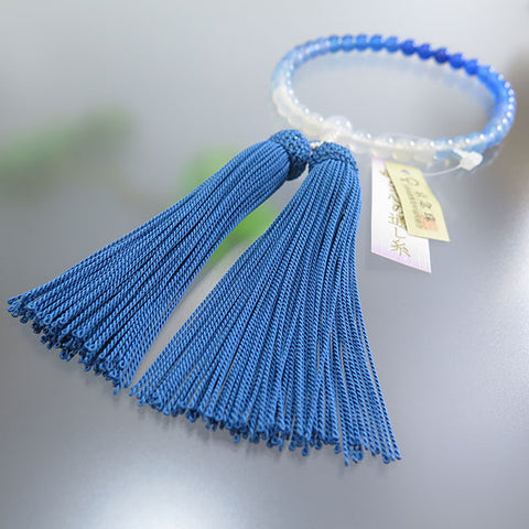 Women's Prayer Beads, Blue Agate, 7mm Bead, Gradation, Uniform Finish