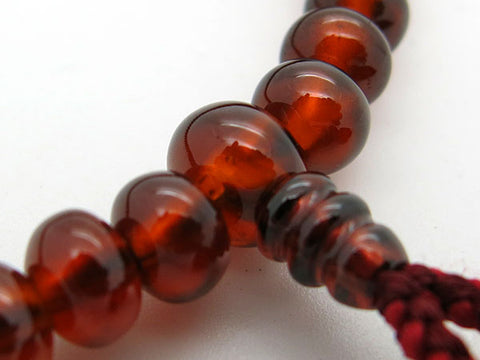 Women's African Garnet Prayer Beads, Oval Bead, Crimson Tassel