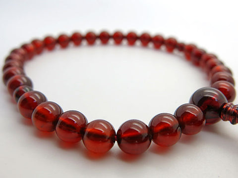 Women's Finest African Garnet Prayer Beads, 8mm Bead, Crimson Tassel
