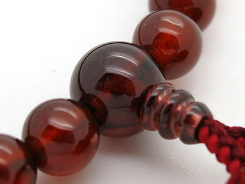 Women's Finest African Garnet Prayer Beads, 8mm Bead, Crimson Tassel