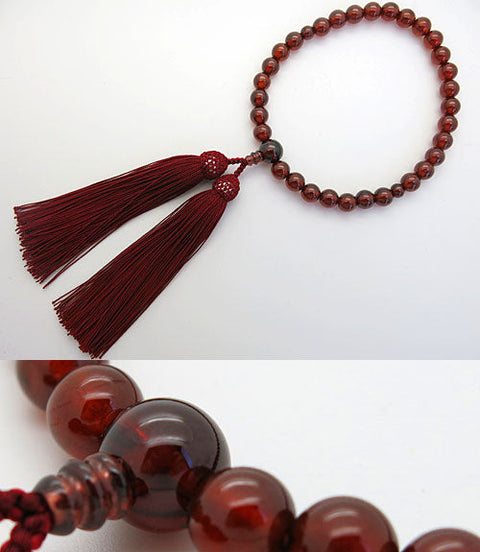 Women's Finest African Garnet Prayer Beads, 8mm Bead, Crimson Tassel