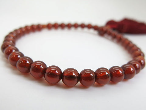 Women's African Garnet Prayer Beads, 6mm Bead, Crimson Tassel