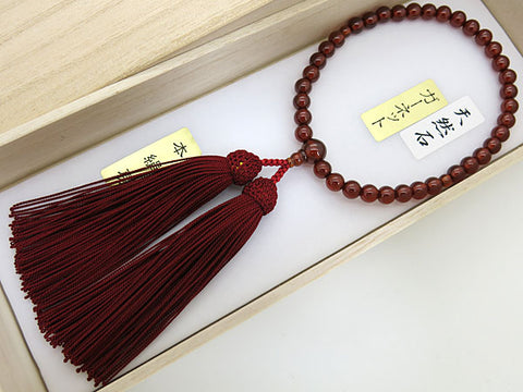 Women's African Garnet Prayer Beads, 6mm Bead, Crimson Tassel