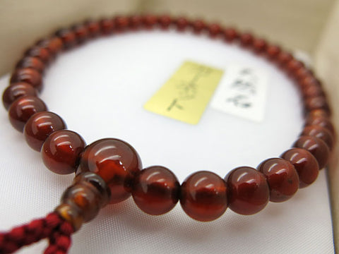 Women's African Garnet Prayer Beads, 6mm Bead, Crimson Tassel