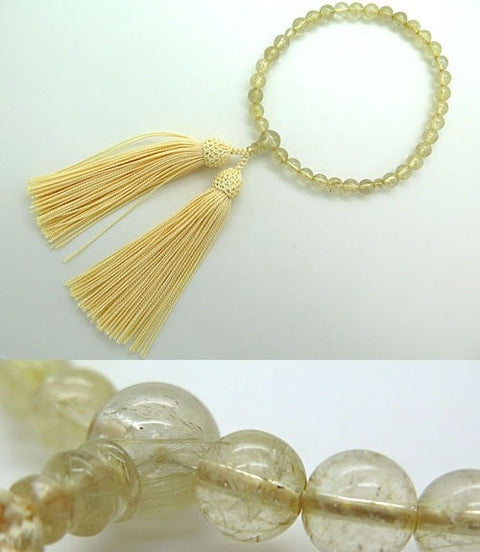 Women's Prayer Beads, Rutilated Quartz (Gold Wire Crystal), 7.5mm Bead, Limited Edition