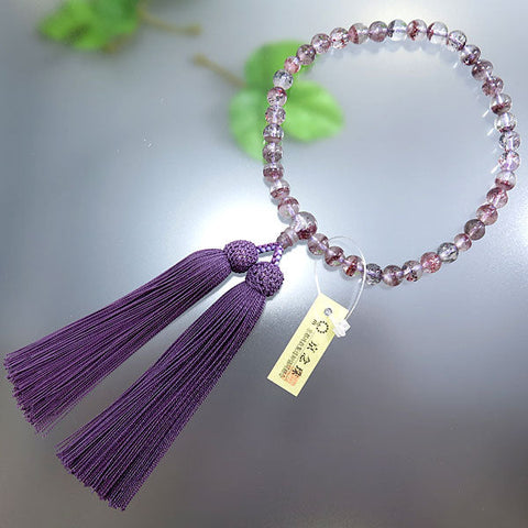 Women's African Garnet Prayer Beads, 8mm Bead, Crimson Tassel