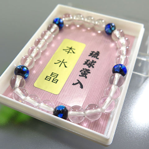 Crystal 7mm beads bracelet with Ryukyu fluorite