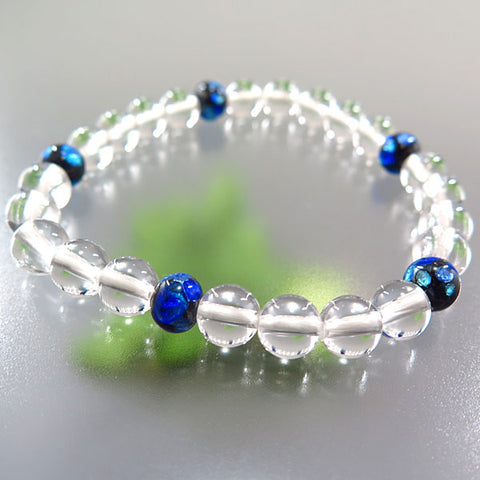 Crystal 7mm beads bracelet with Ryukyu fluorite