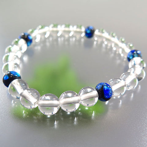 Crystal 7mm beads bracelet with Ryukyu fluorite