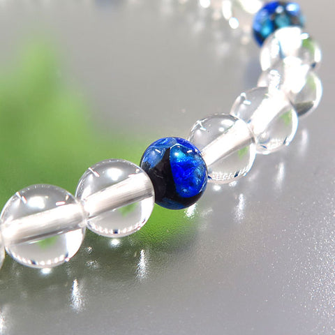 Crystal 7mm beads bracelet with Ryukyu fluorite