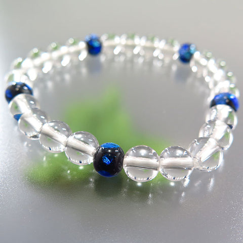 Crystal 7mm beads bracelet with Ryukyu fluorite