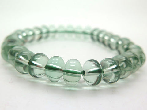 Green crystal tangerine-cut bead bracelet, straight