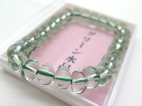 Green crystal tangerine-cut bead bracelet, straight