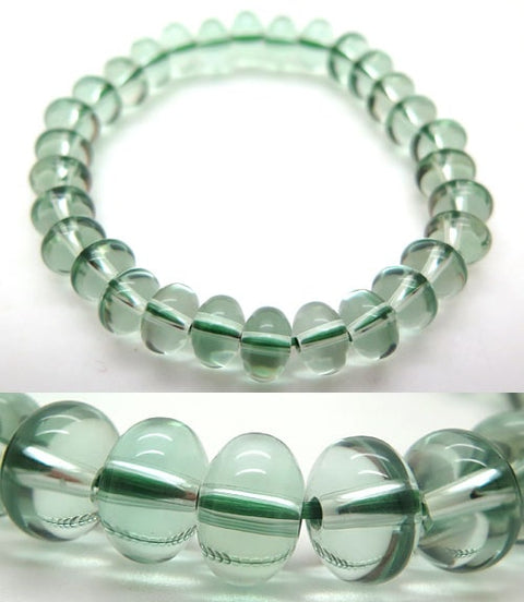 Green crystal tangerine-cut bead bracelet, straight