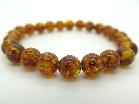 Compressed Amber 8mm beads bracelet, straight, limited edition