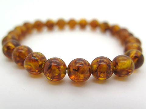 Compressed Amber 8mm beads bracelet, straight, limited edition