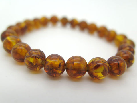 Compressed Amber 8mm beads bracelet, straight, limited edition
