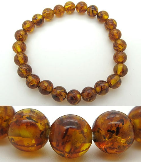 Compressed Amber 8mm beads bracelet, straight, limited edition