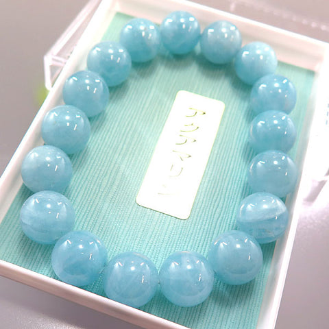 Aquamarine 12mm Bead Bracelet Straight 710695100000a - bead detail