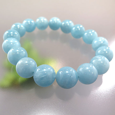 Aquamarine 12mm Bead Bracelet Straight 710695100000a - close-up