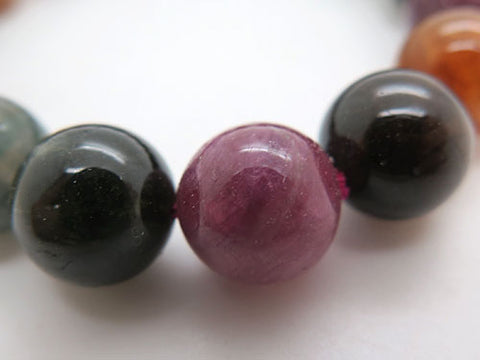 High-quality mixed tourmaline 12mm bead bracelet, straight, limited edition