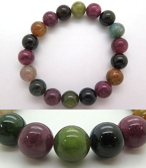High-quality mixed tourmaline 11.5mm bead bracelet, straight, limited edition