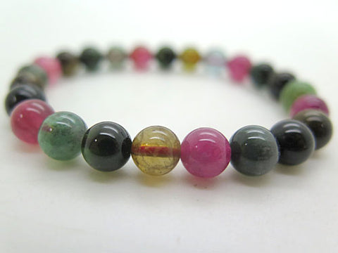 Highest-quality mixed tourmaline 8mm beads bracelet, straight