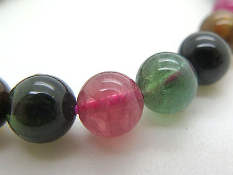Highest-quality mixed tourmaline 8mm beads bracelet, straight