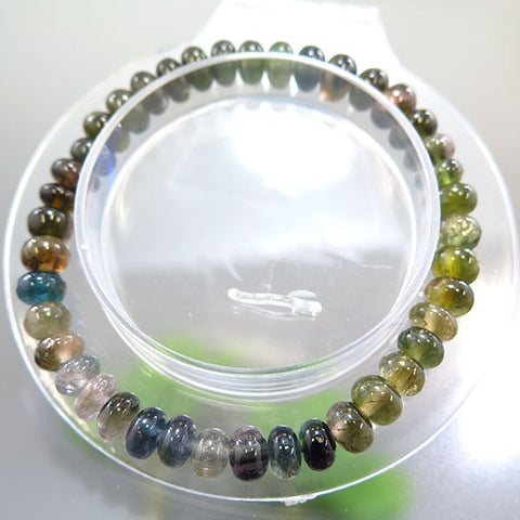 Green tourmaline tangerine-cut bead bracelet, straight, limited edition