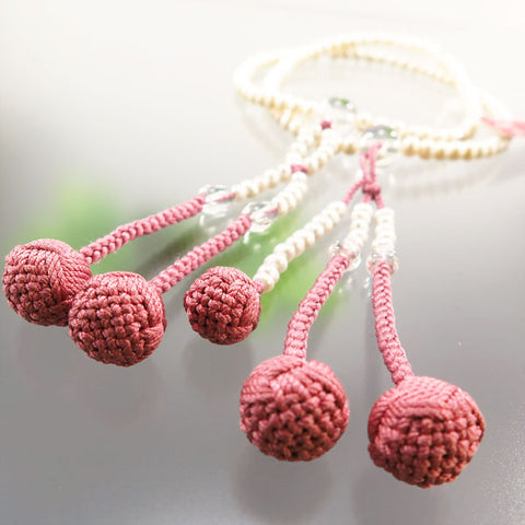 Women's Prayer Beads, Freshwater Pearl, Nichiren Sect, 8-Sun Hokke Style, Crystal Finish