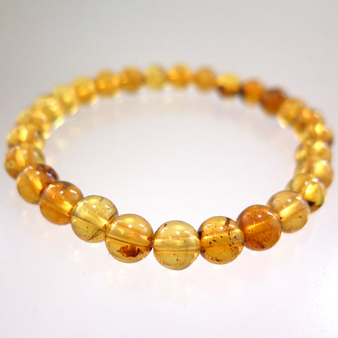 Blue Amber 7mm bead bracelet, straight