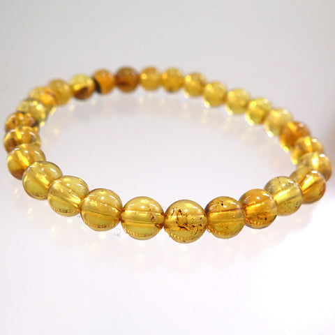 Blue Amber 7mm bead bracelet, straight