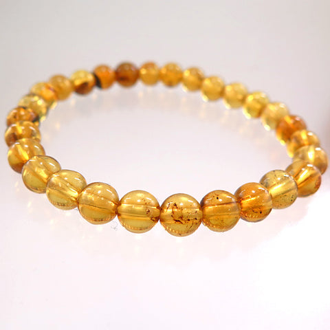 Blue Amber 7mm bead bracelet, straight
