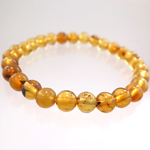 Blue Amber 7mm bead bracelet, straight