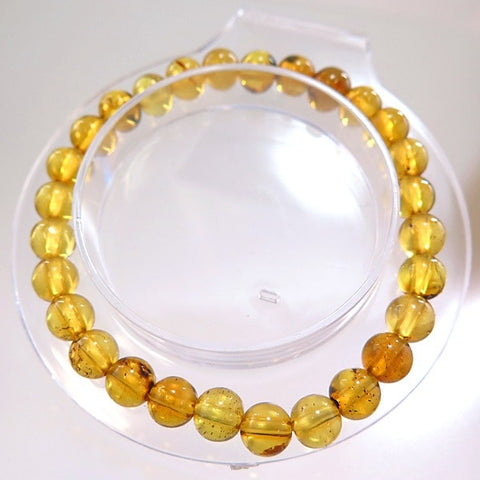 Blue Amber 7mm bead bracelet, straight