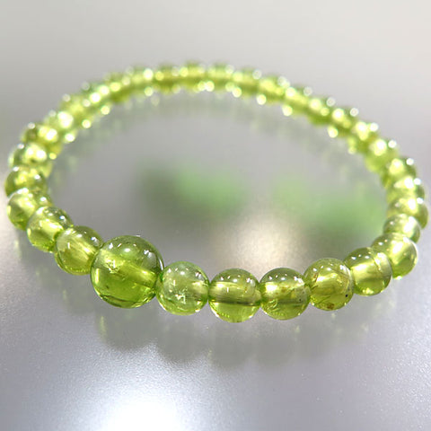 Peridot Bracelet, 6mm Beads, Matching Set