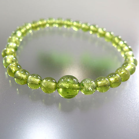 Peridot Bracelet, 6mm Beads, Matching Set